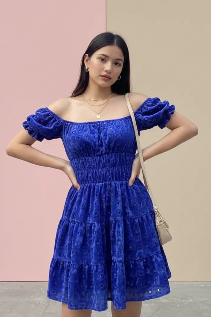 Azure bloom mini dress