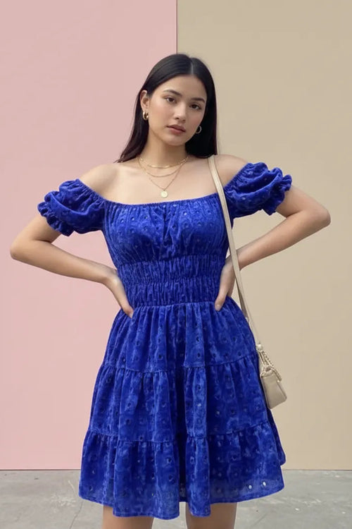 Azure bloom mini dress