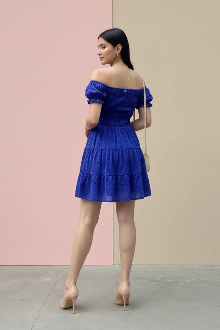 Azure bloom mini dress