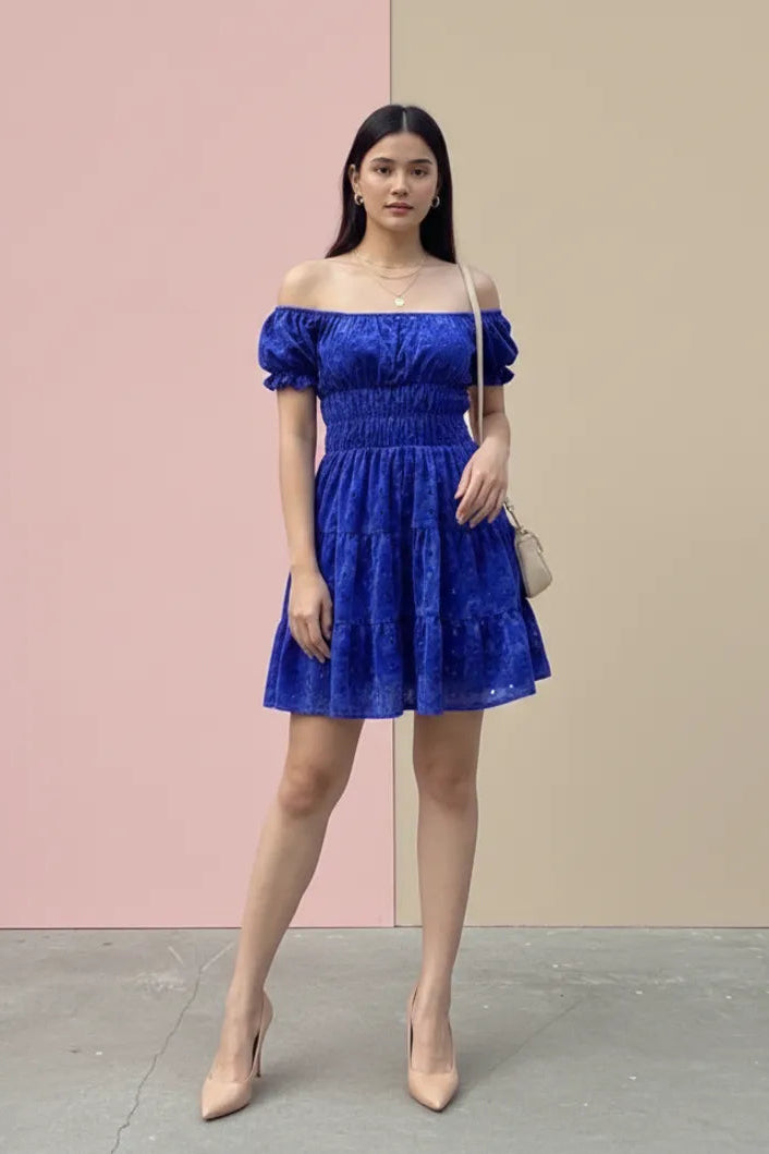 Azure bloom mini dress