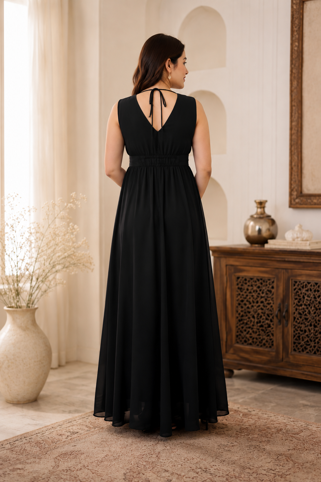Classic Noir Maxi Dress