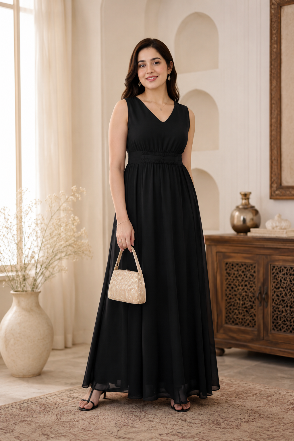 Classic Noir Maxi Dress