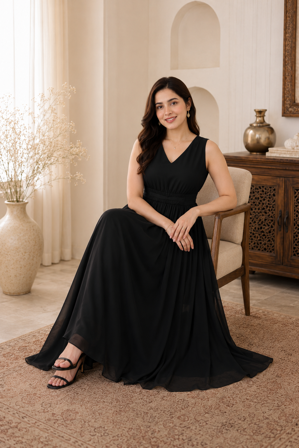 Classic Noir Maxi Dress