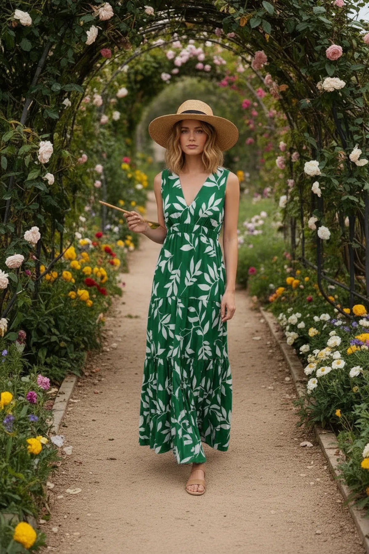 Emerald Leaf maxi dress