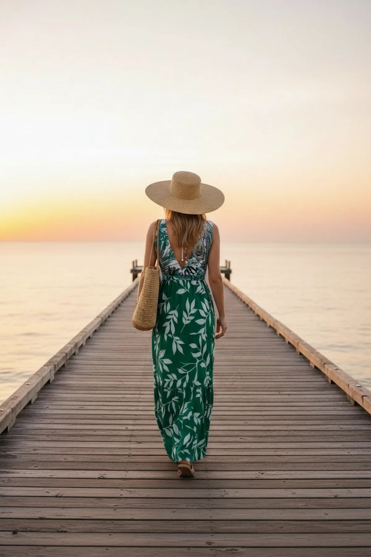 Emerald Leaf maxi dress